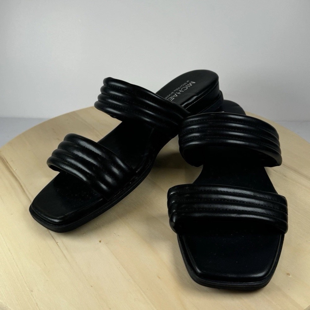 Michael By Michael Shannon Kelly Black Slide Sandals‎ Square Toe Size 9.5 NWOT